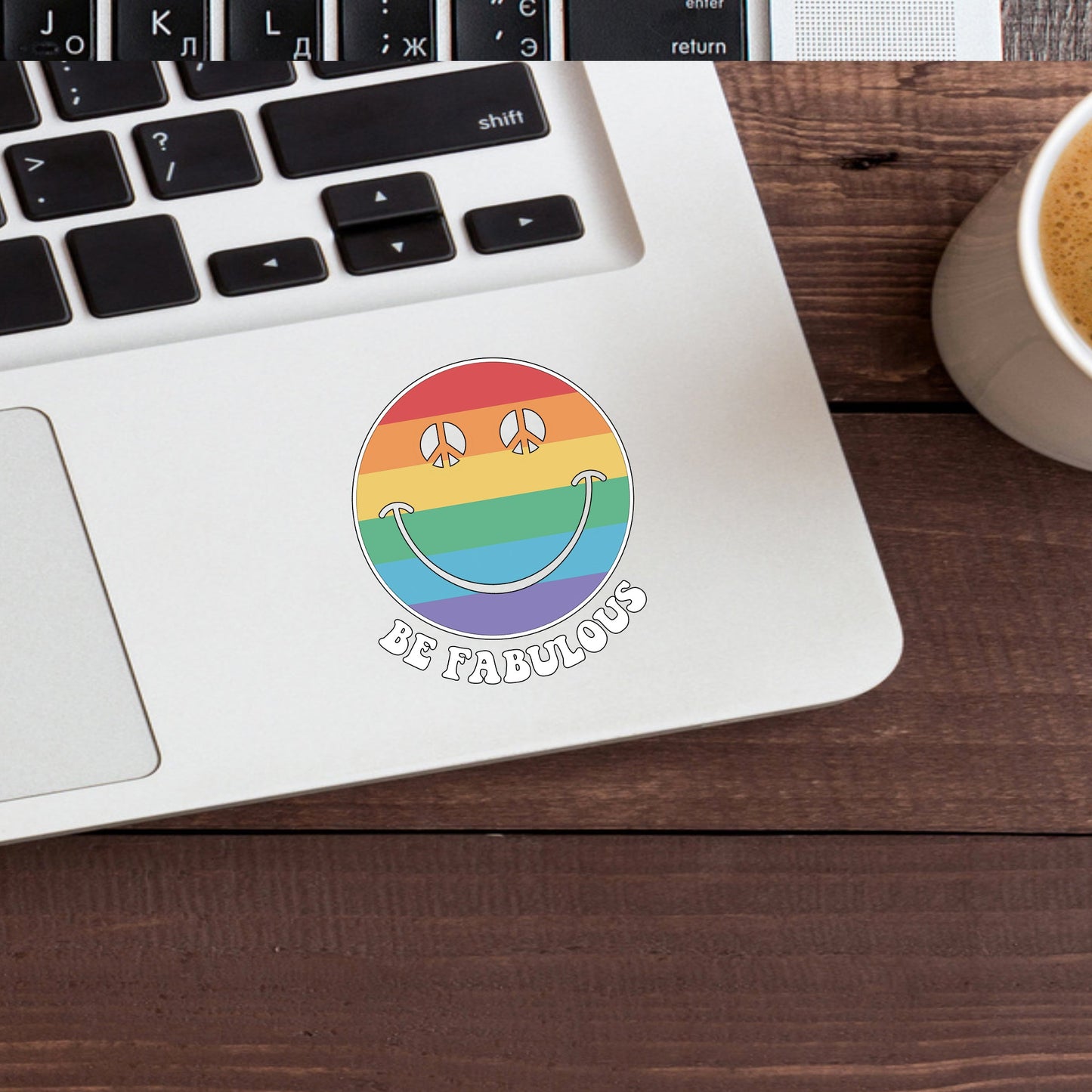 Smile Rainbow Sticker, Be Fabulous, Vinyl sticker, laptop sticker, Tablet sticker