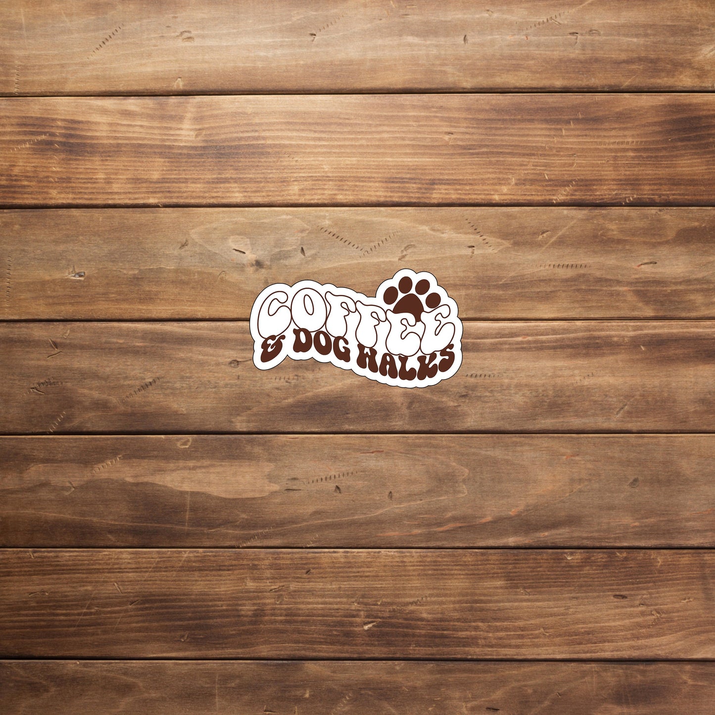 Coffee and dog walks Sticker, Vinyl sticker, laptop sticker, Tablet sticker