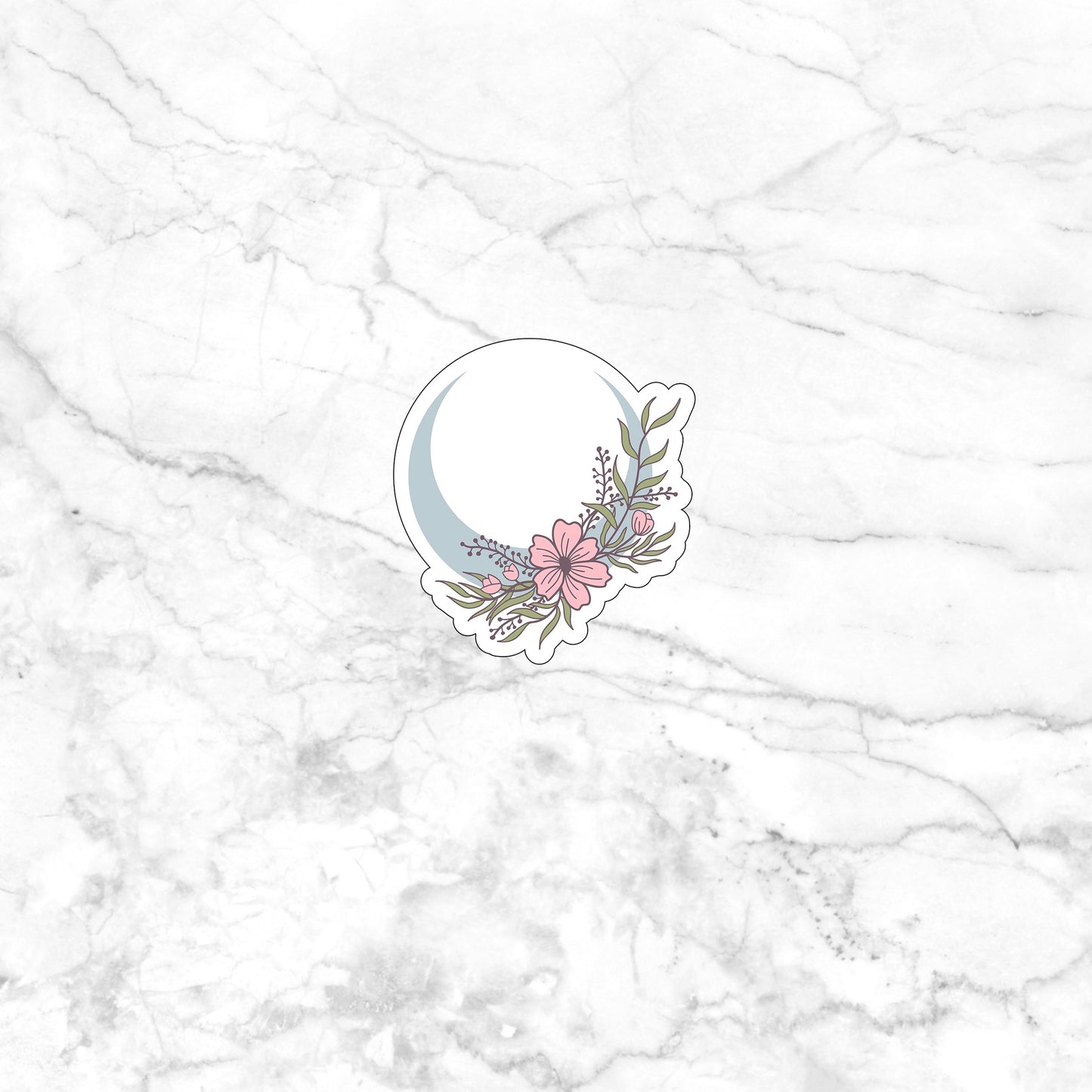 Moon with Flowers Sticker