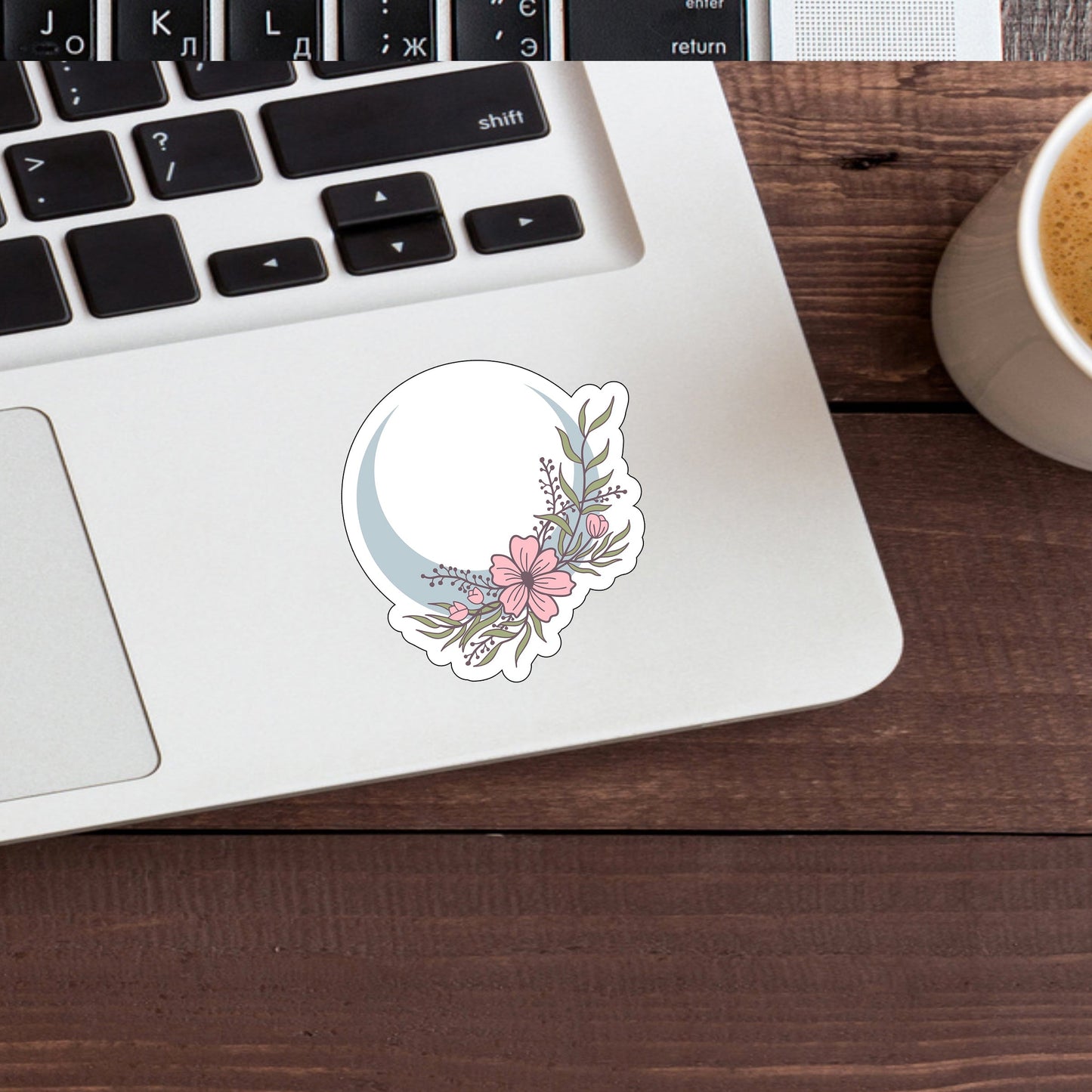 Moon with Flowers Sticker