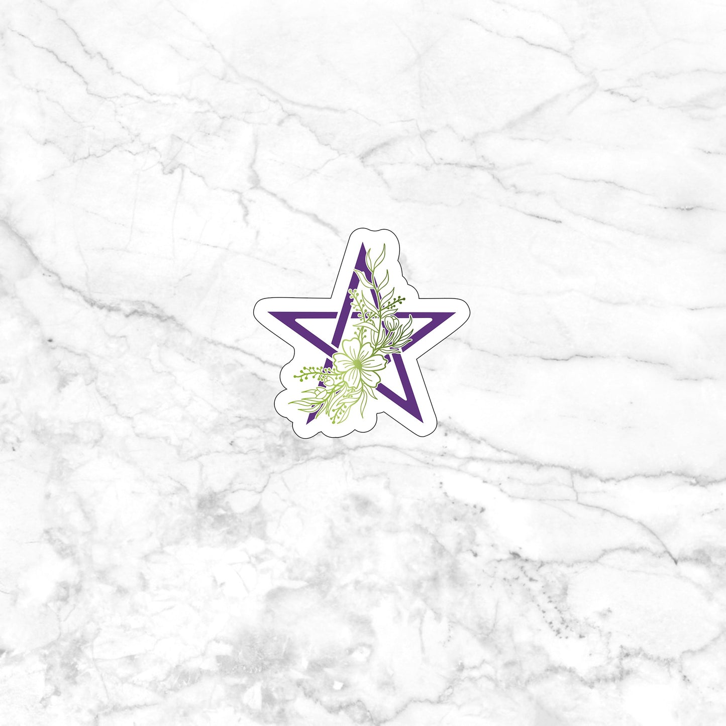 Pentacle with Flowers Sticker