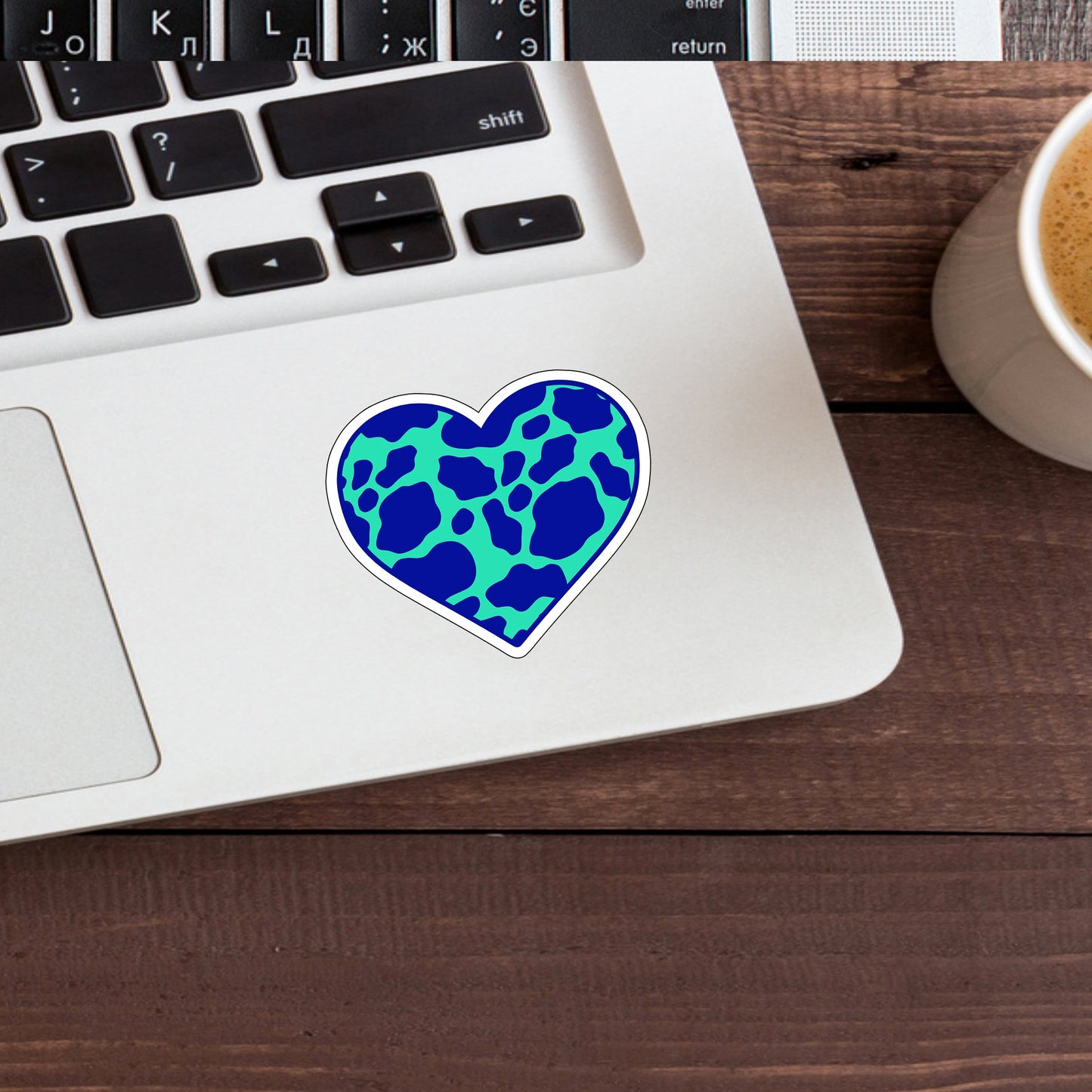 blue green Heart Sticker, Vinyl sticker, laptop sticker, Tablet sticker