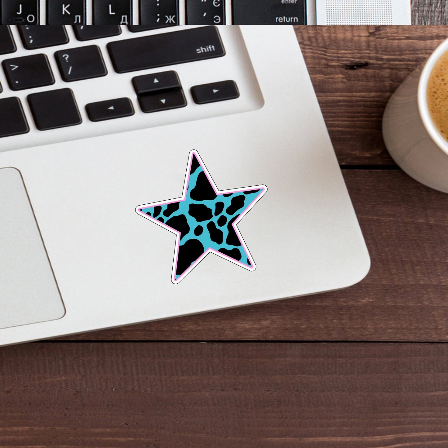 blue pink STAR Sticker, Vinyl sticker, laptop sticker, Tablet sticker