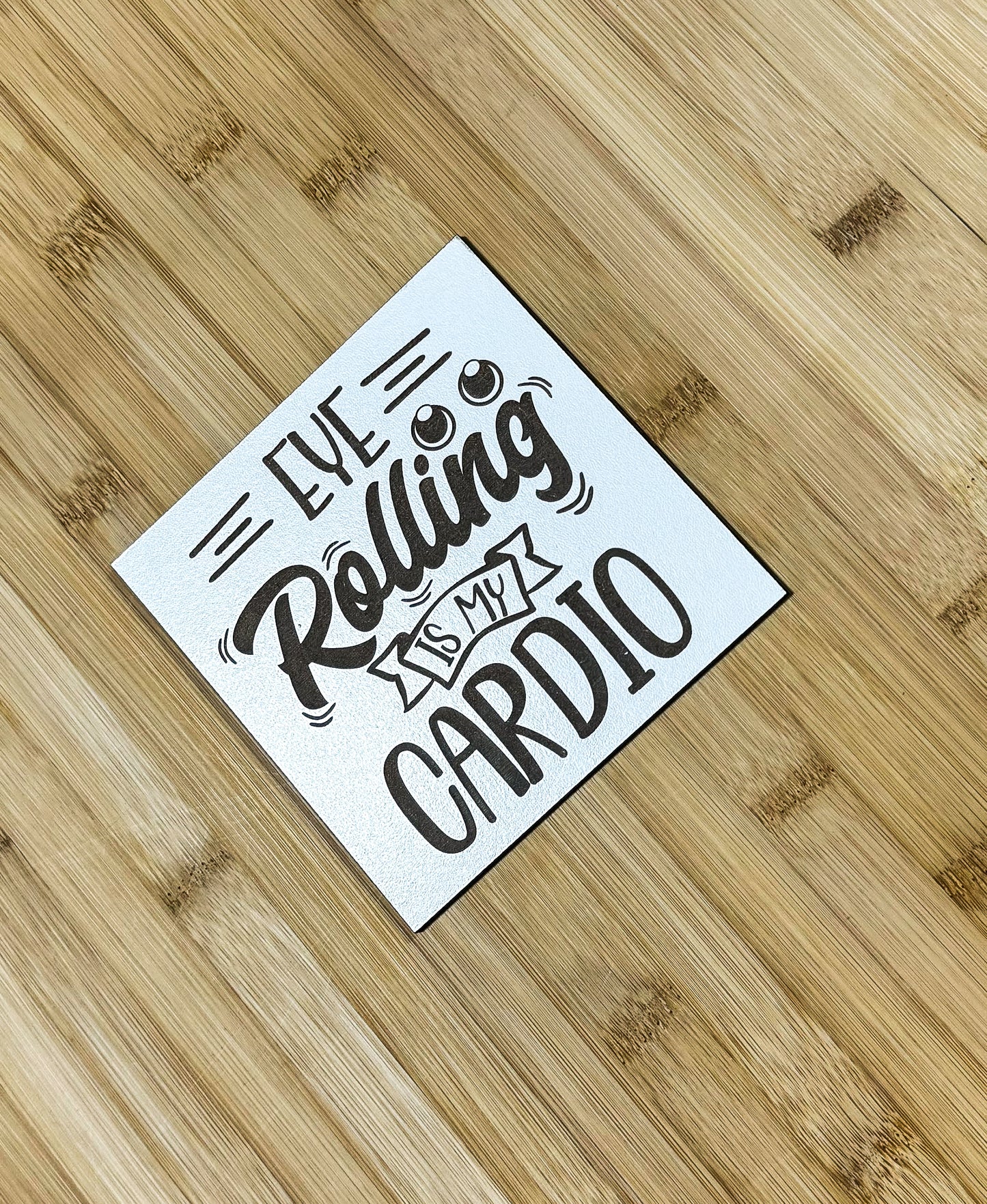 a sticker on a wooden floor that says, we are rolling my cardio