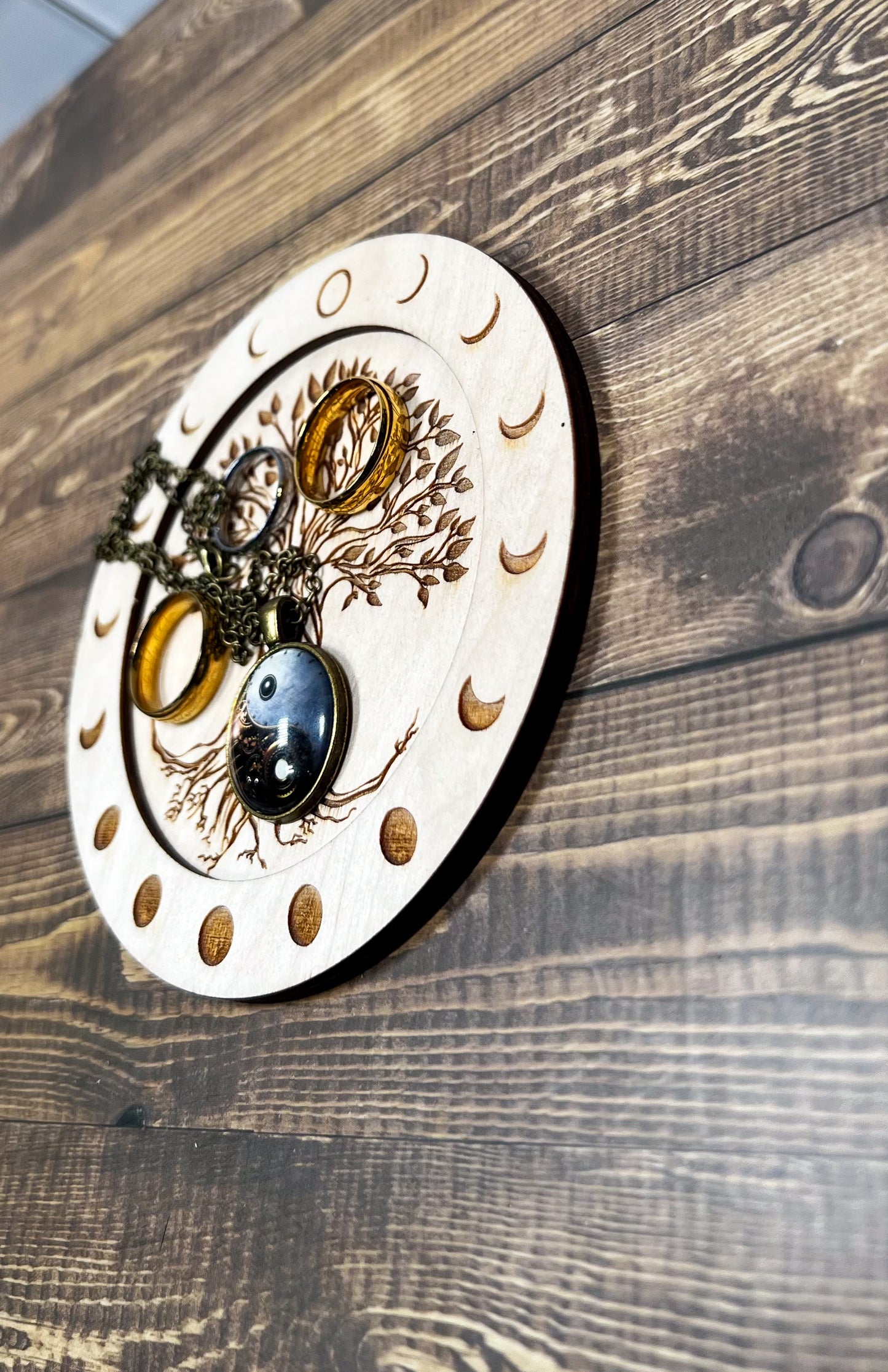 Celestial Tree Trinket Tray: Laser Cut Moon Phases and Tree Design