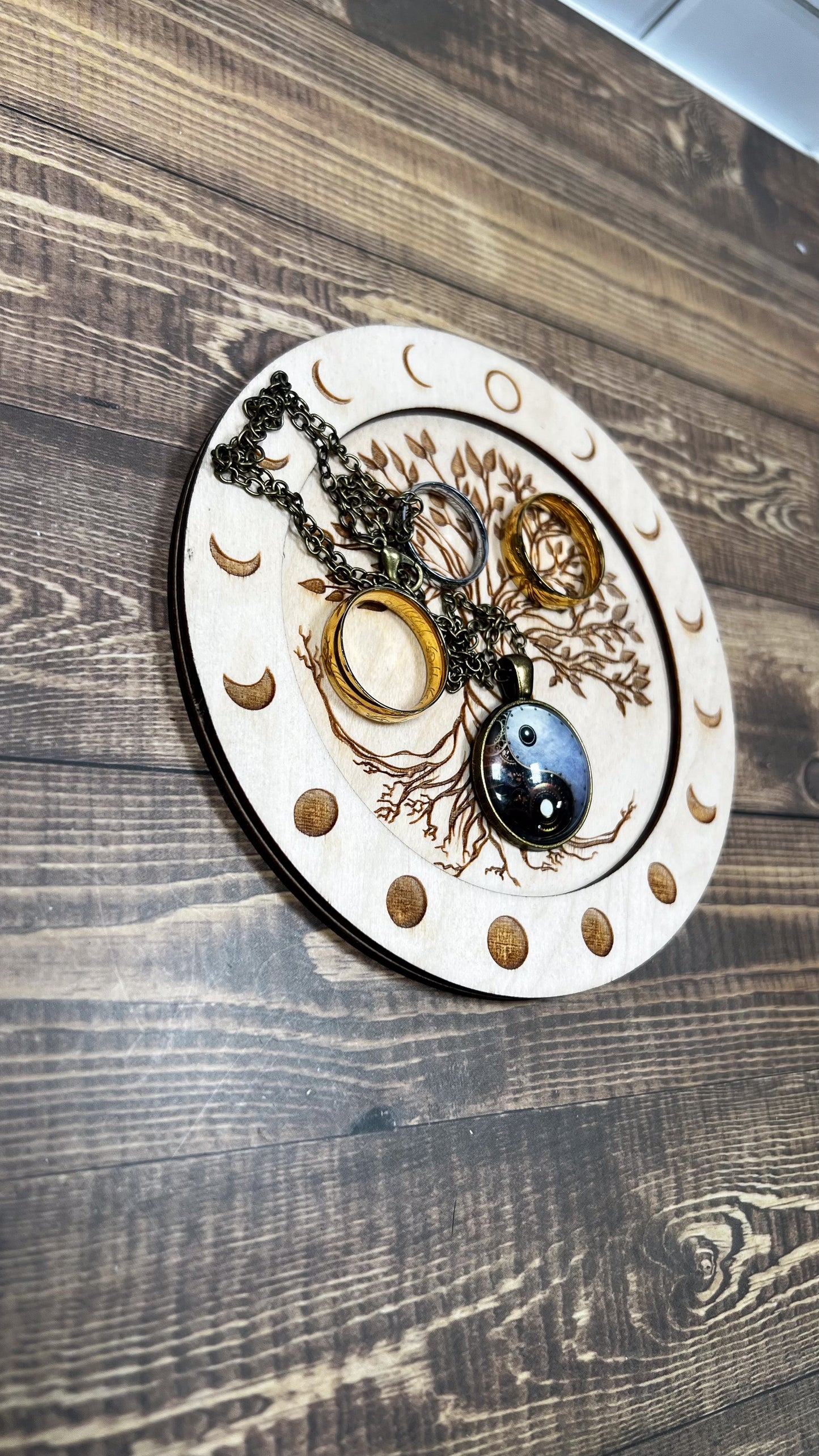 Celestial Tree Trinket Tray: Laser Cut Moon Phases and Tree Design