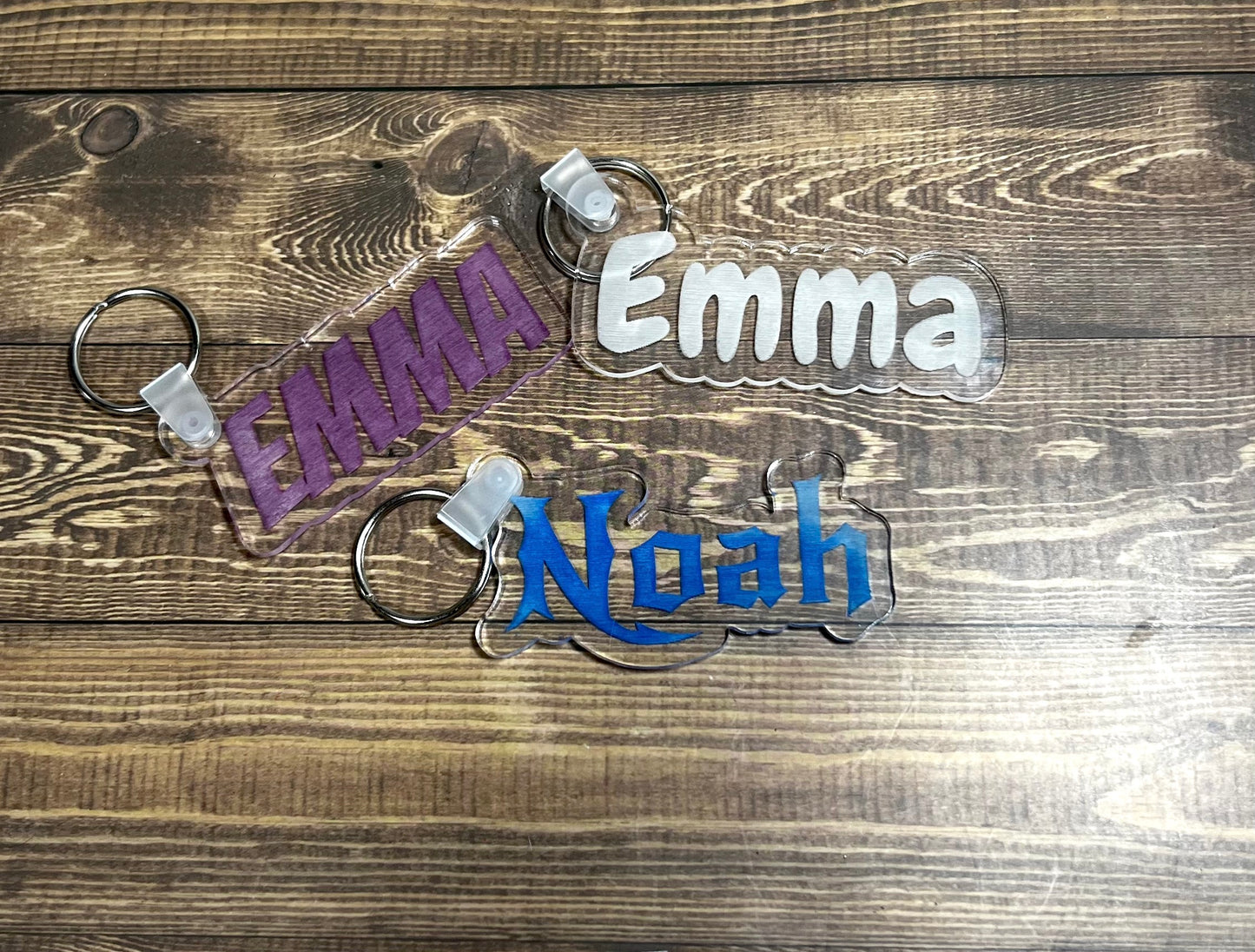 Clear Acrylic Keychain with Colorful Name Option, Custom Personalized Keychain