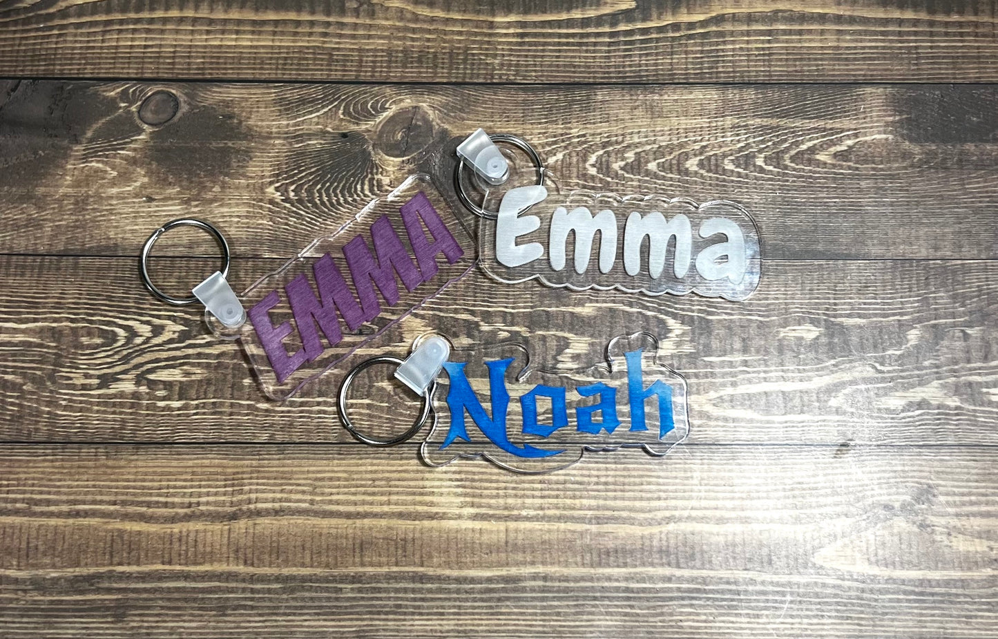 Clear Acrylic Keychain with Colorful Name Option, Custom Personalized Keychain