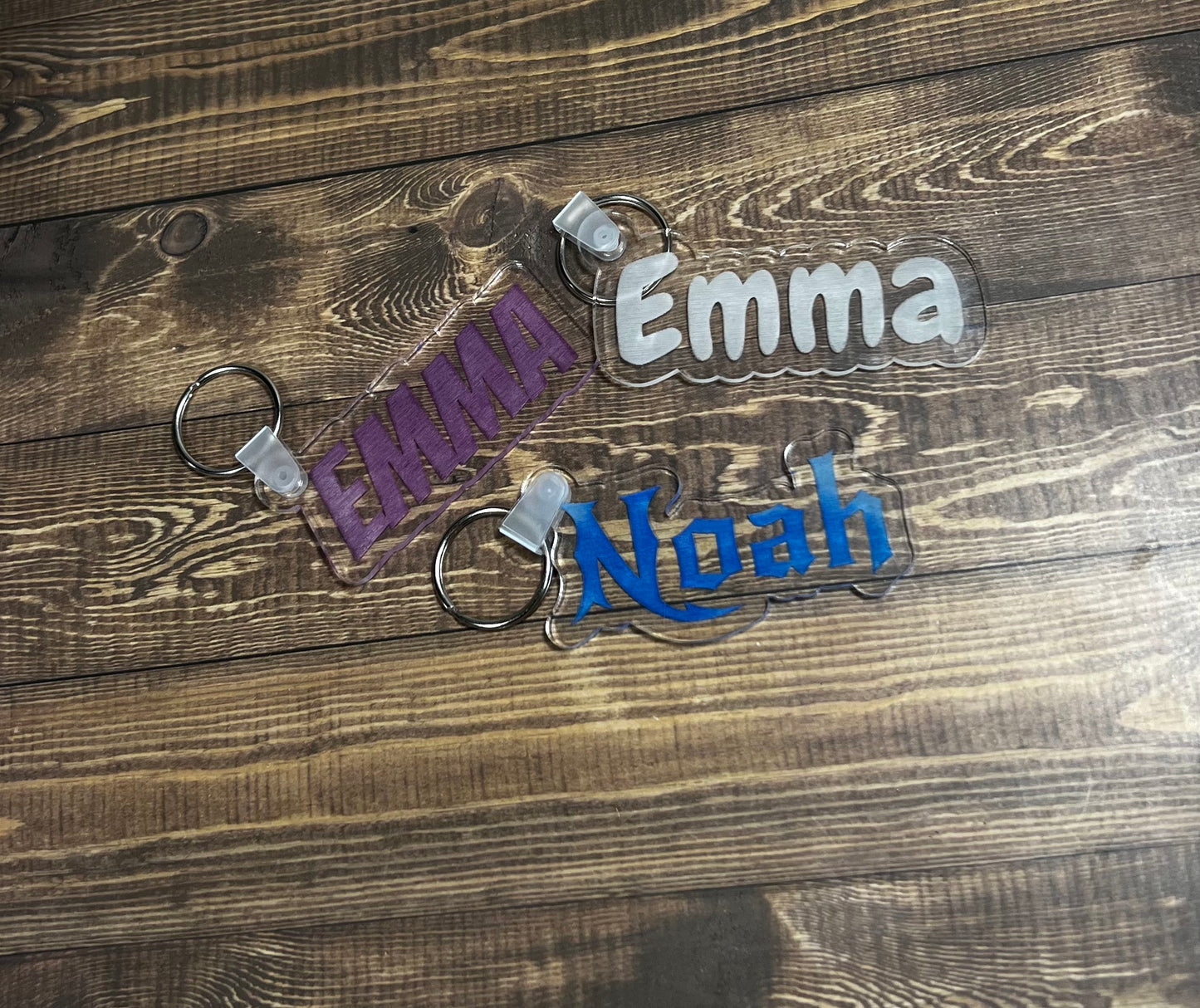 Clear Acrylic Keychain with Colorful Name Option, Custom Personalized Keychain