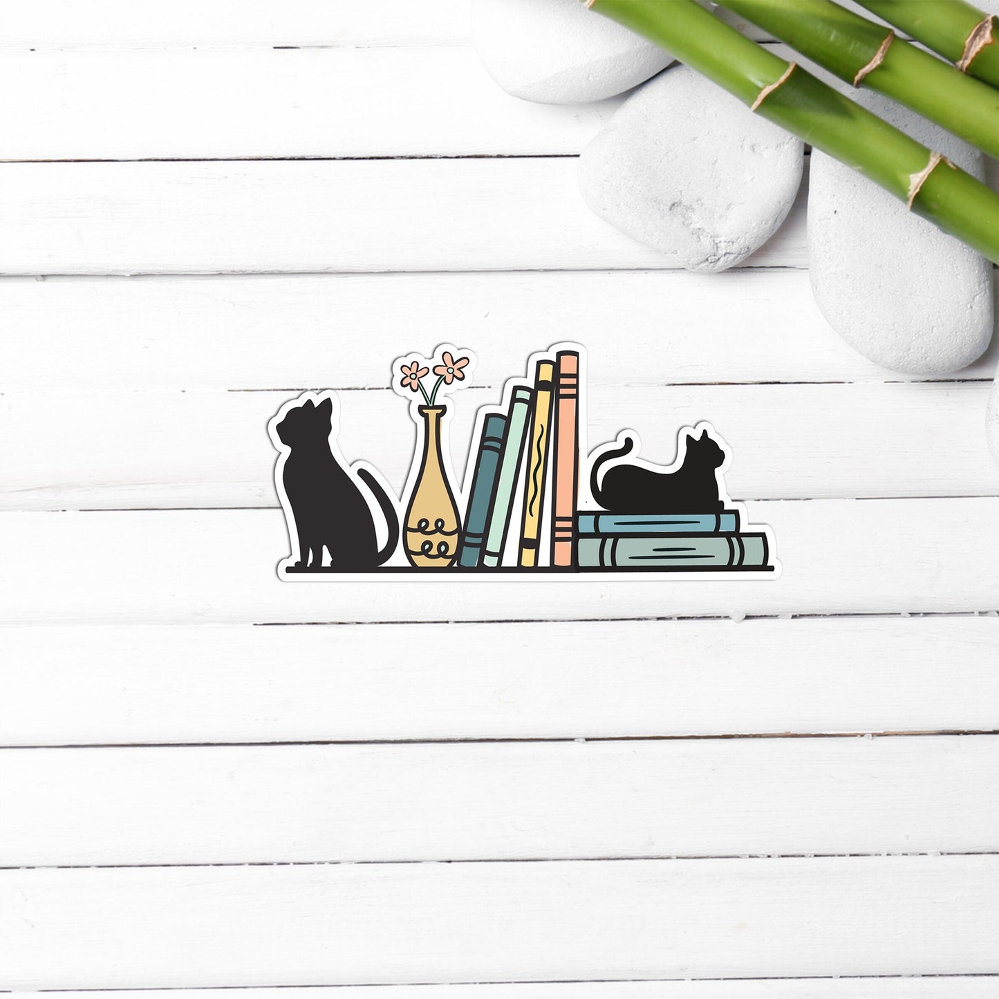 Shelf Cat Stickers, Sticker,Vinyl sticker, laptop sticker