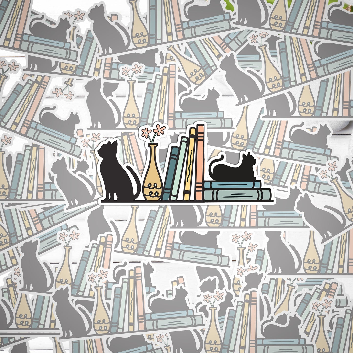 Shelf Cat Stickers, Sticker,Vinyl sticker, laptop sticker