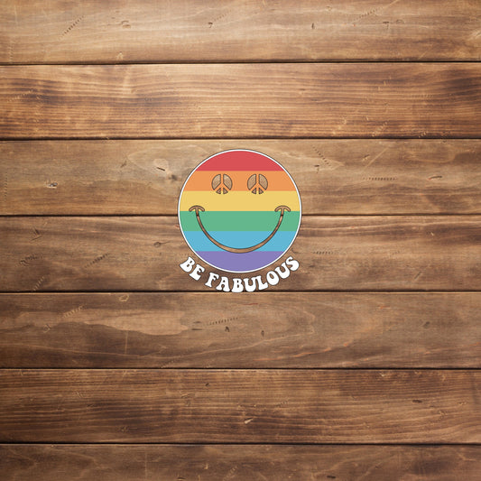 Smile Rainbow Sticker, Be Fabulous, Vinyl sticker, laptop sticker, Tablet sticker