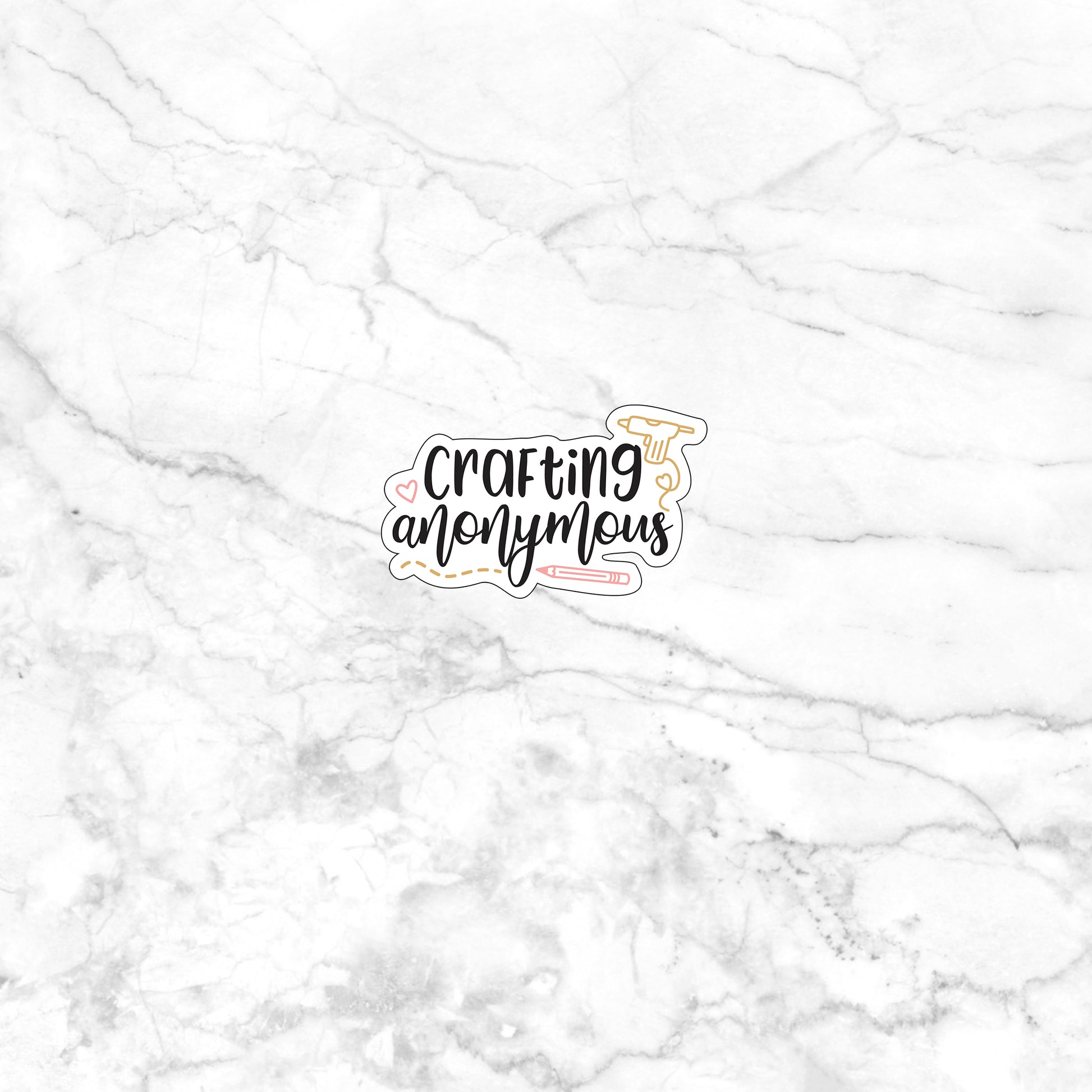 a white marble background with the words crafting anymores on it