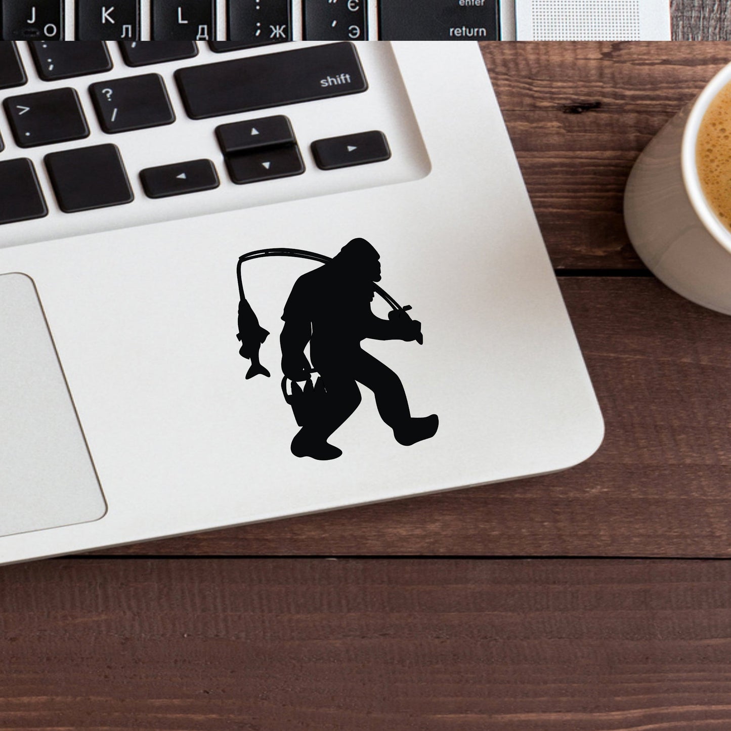 Fishing Big Foot Vinyl Sticker , car decal , laptop decal , window decal ,