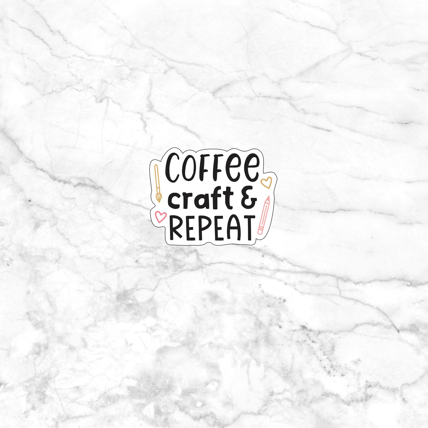 a sticker that says coffee, craft and repeat