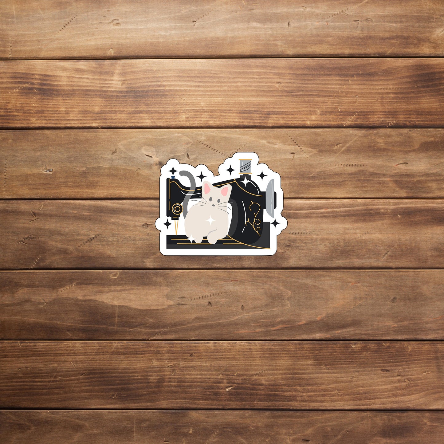 Cat & Sewing Machine Sticker