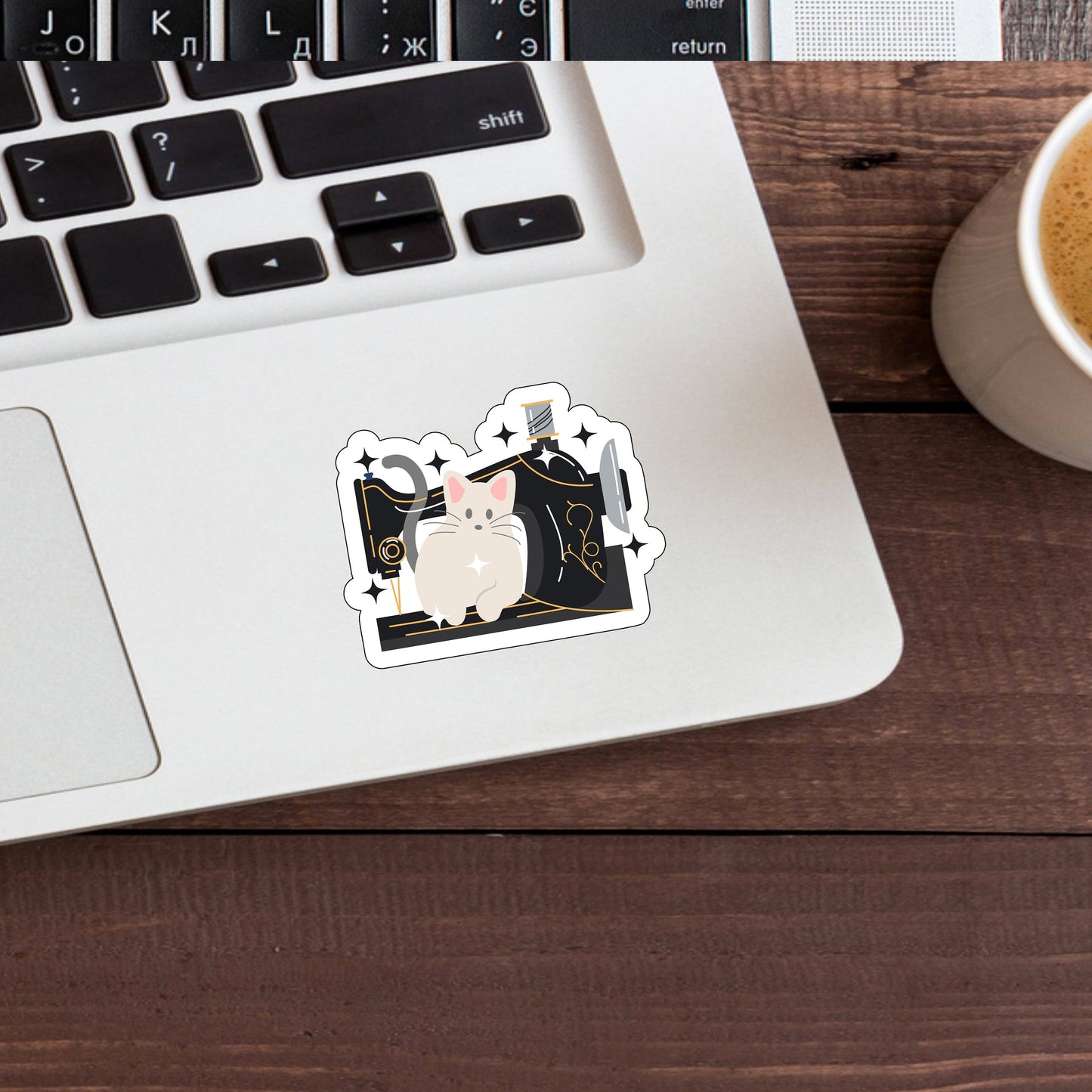 Cat & Sewing Machine Sticker