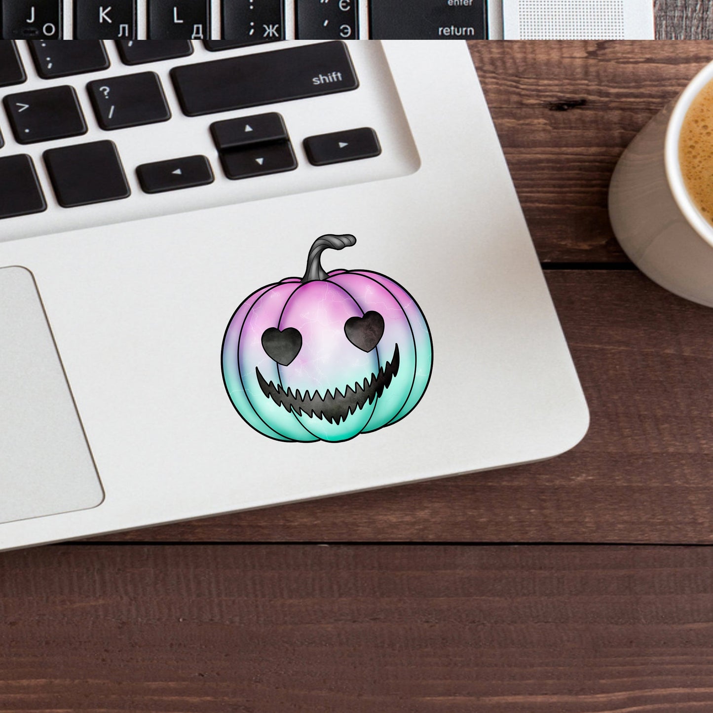 Pastal Goth Sticker,  Heart eyes pumpkin Sticker