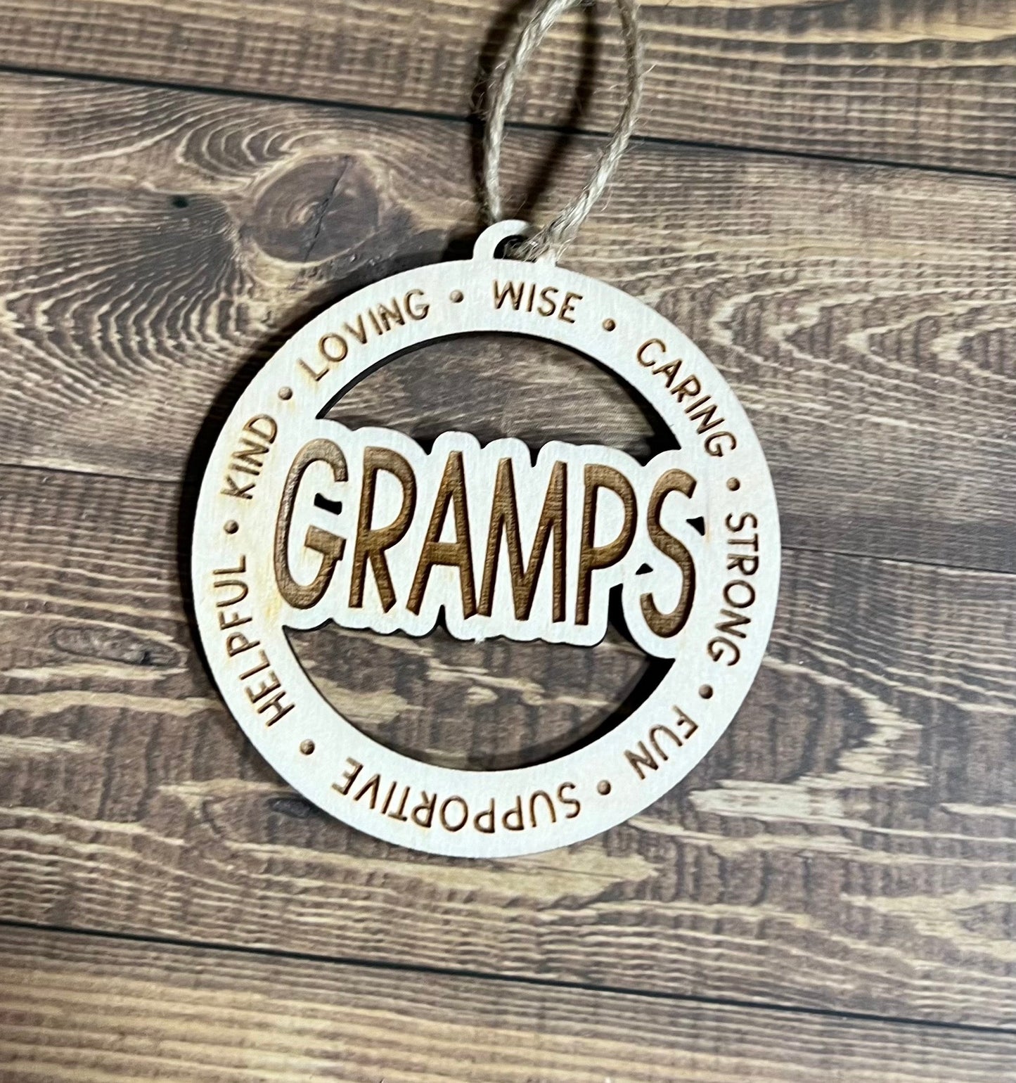 GRAMPS Ornament ,Personalized Ornament,  Wooden Family Ornament ,  Laser Engraved Wood Ornament