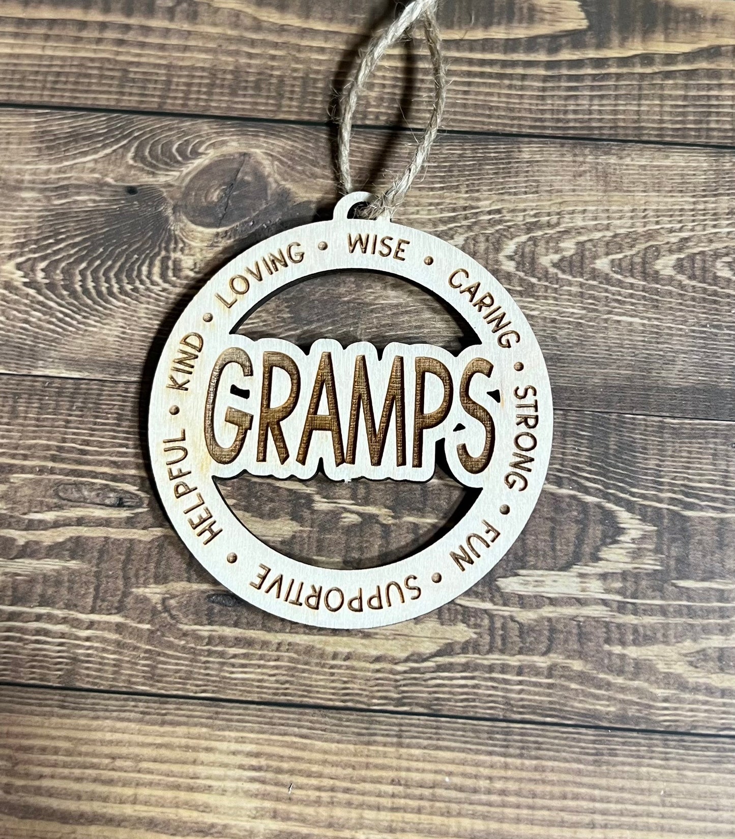 GRAMPS Ornament ,Personalized Ornament,  Wooden Family Ornament ,  Laser Engraved Wood Ornament