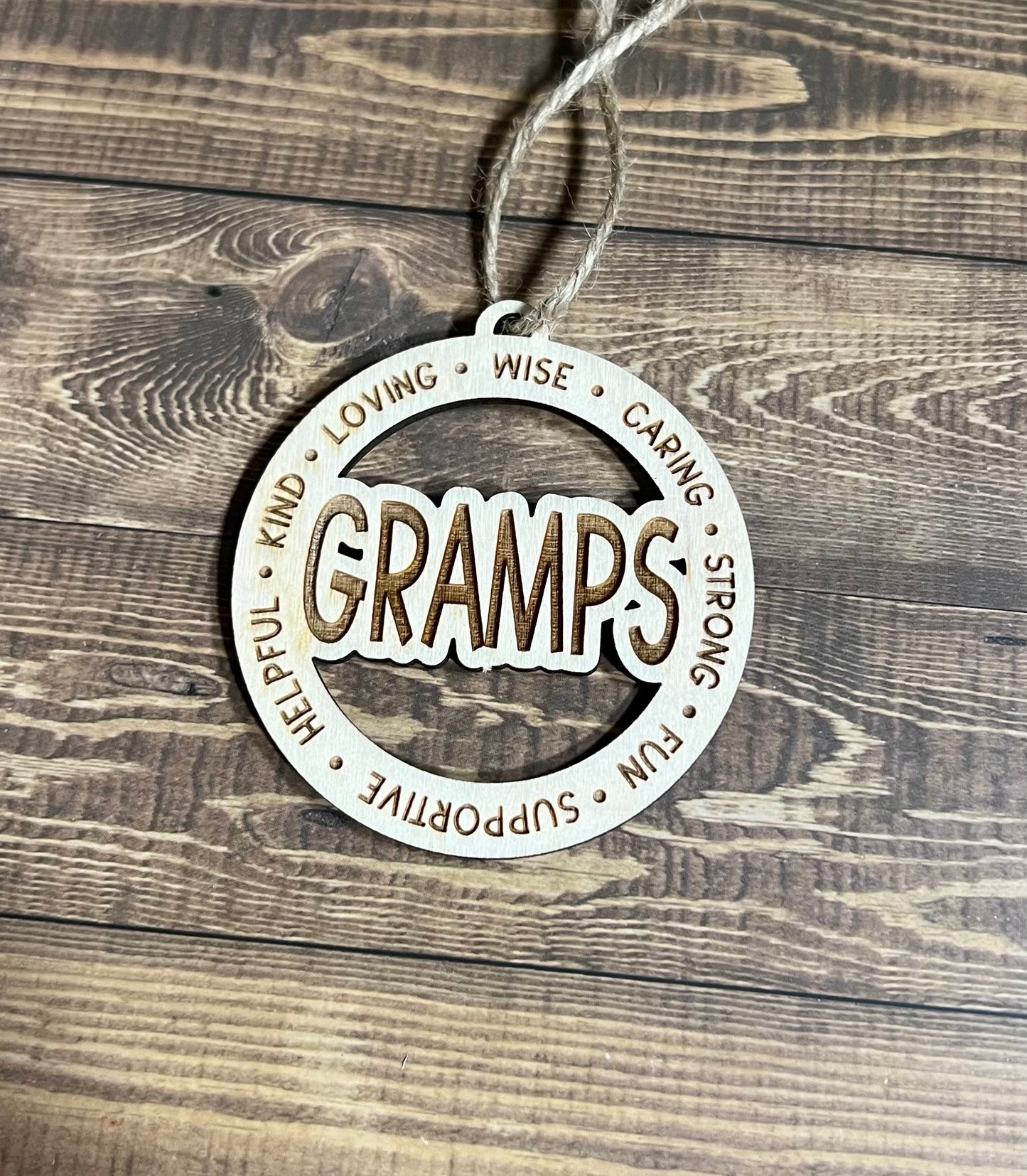 GRAMPS Ornament ,Personalized Ornament,  Wooden Family Ornament ,  Laser Engraved Wood Ornament