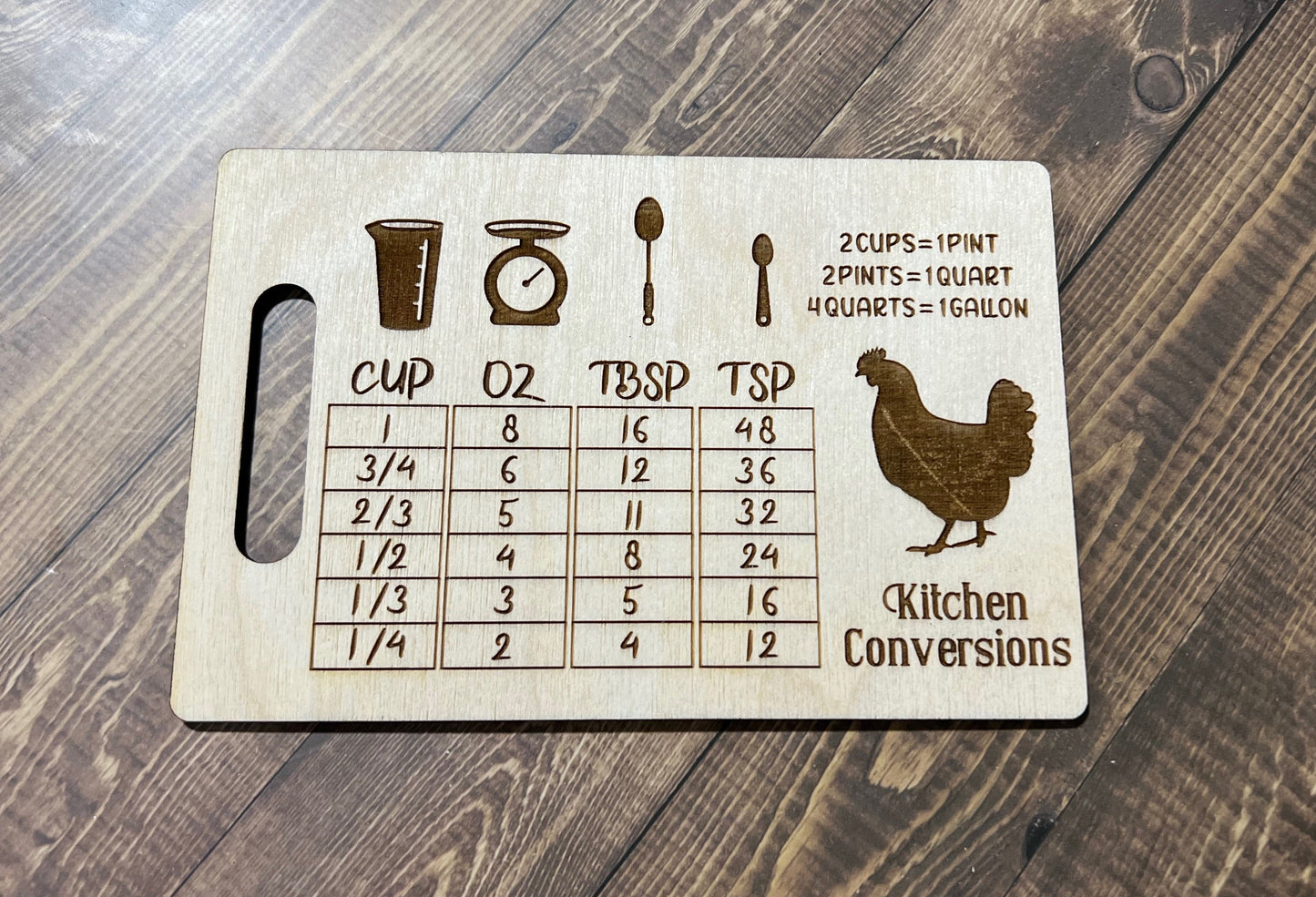 Kitchen Conversion Sign, Measurement Chart, Kitchen Measurements, Cutting Board Sign