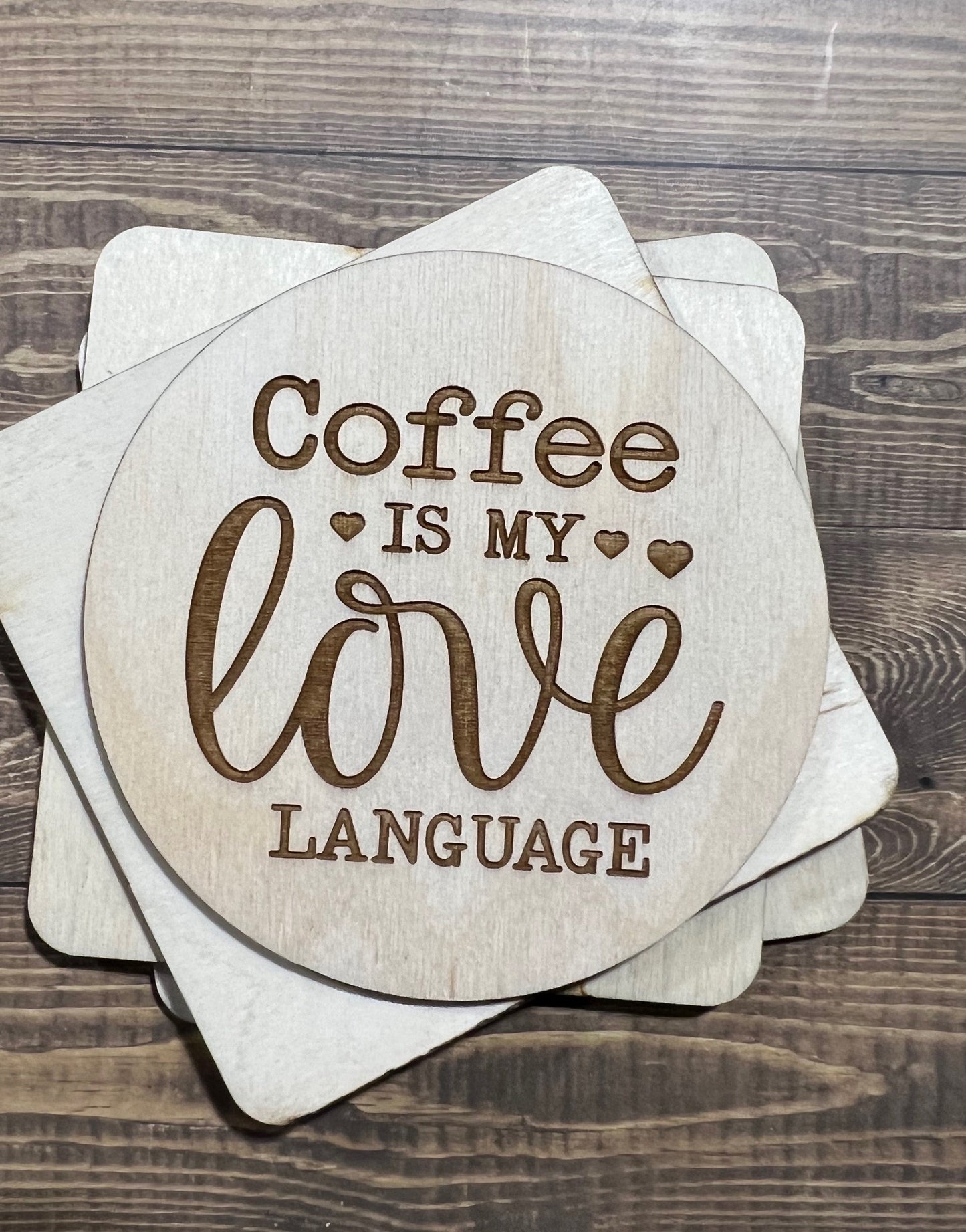 Coffee Coaster, Engraved Wood Coaster Set, Home Decor, Baltic Birch, Coasters,