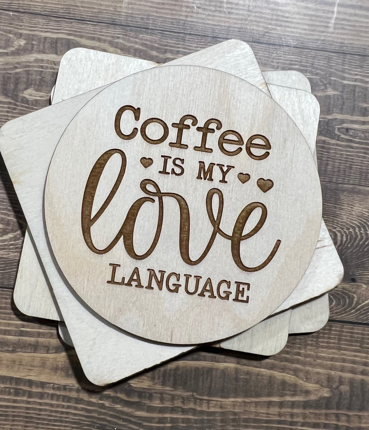 Coffee Coaster, Engraved Wood Coaster Set, Home Decor, Baltic Birch, Coasters,