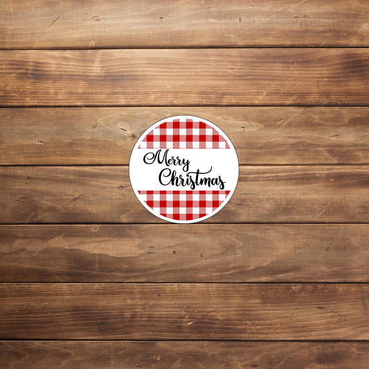 Plaid Merry Christmas Sticker