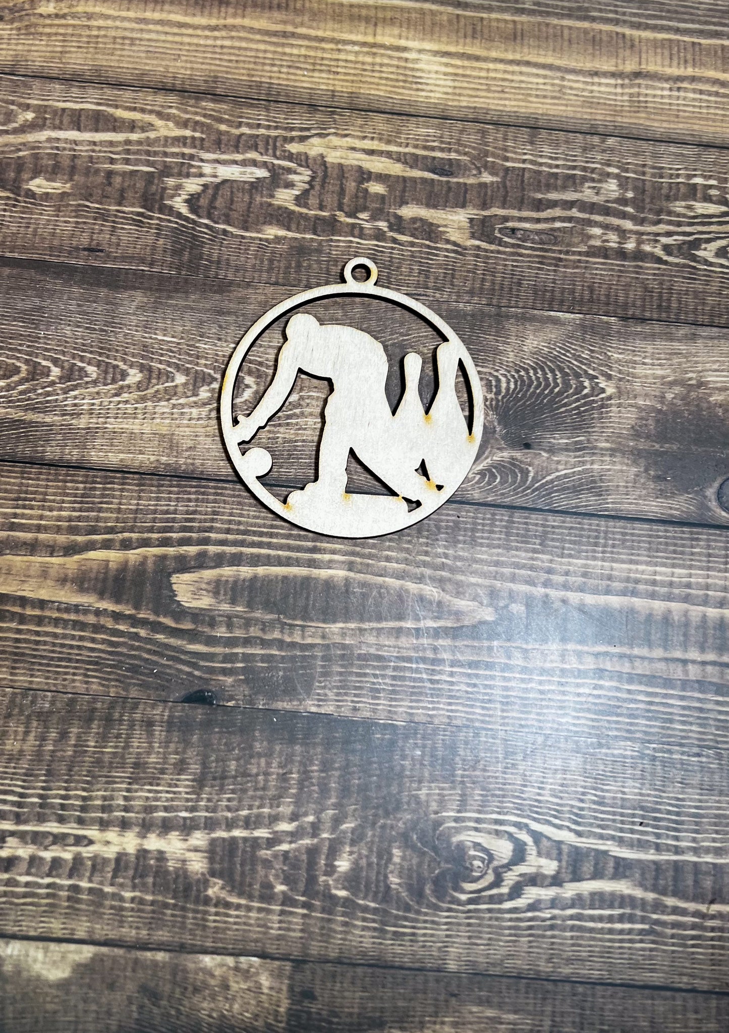 Bowling Ornament, Wooden Sports Ornament, Sports Ornament, Engraved Ornament, Laser Engraved Wood Ornament