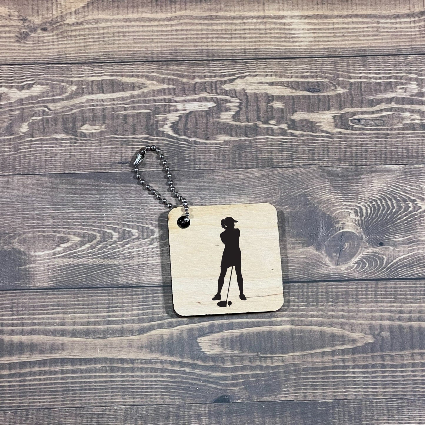 Female Golfer Keychain ,  Laser Engraved Keychain , bag tag , gift for her , gift for him , team gift