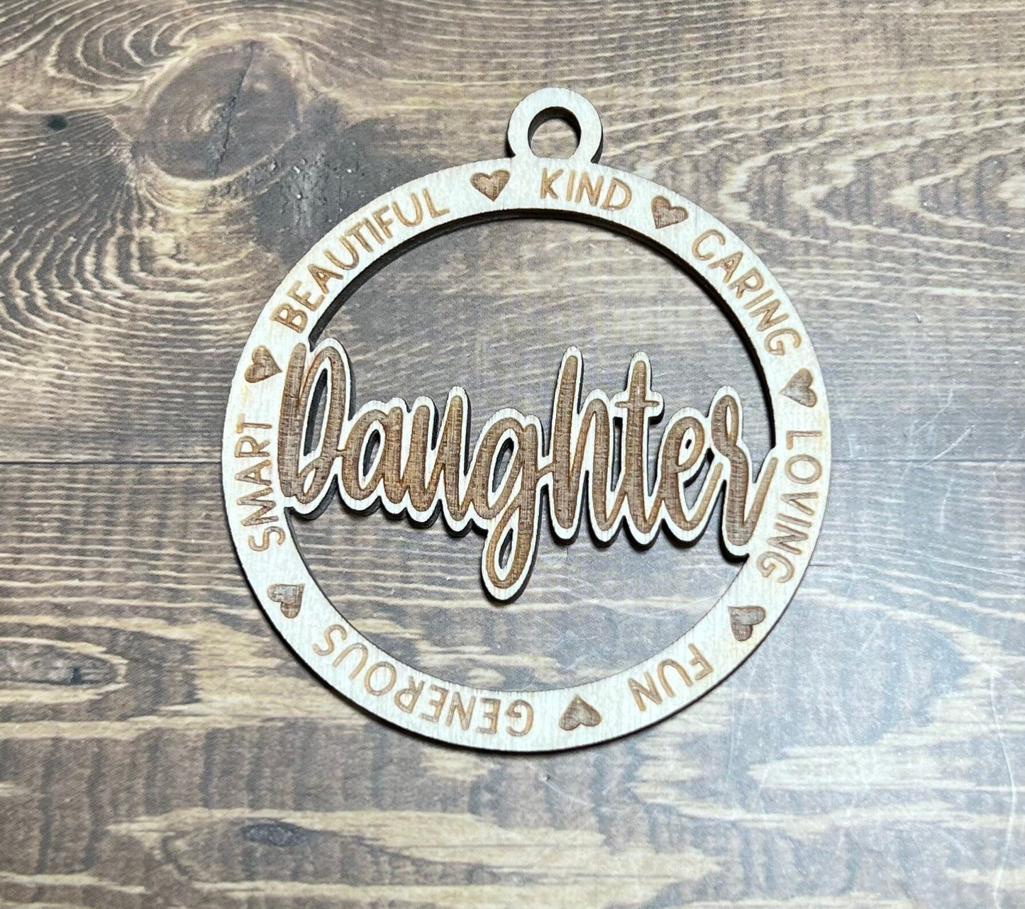 Daughter Ornament ,Personalized Ornament,  Wooden Family Ornament ,  Laser Engraved Wood Ornament,Wooden Ornament