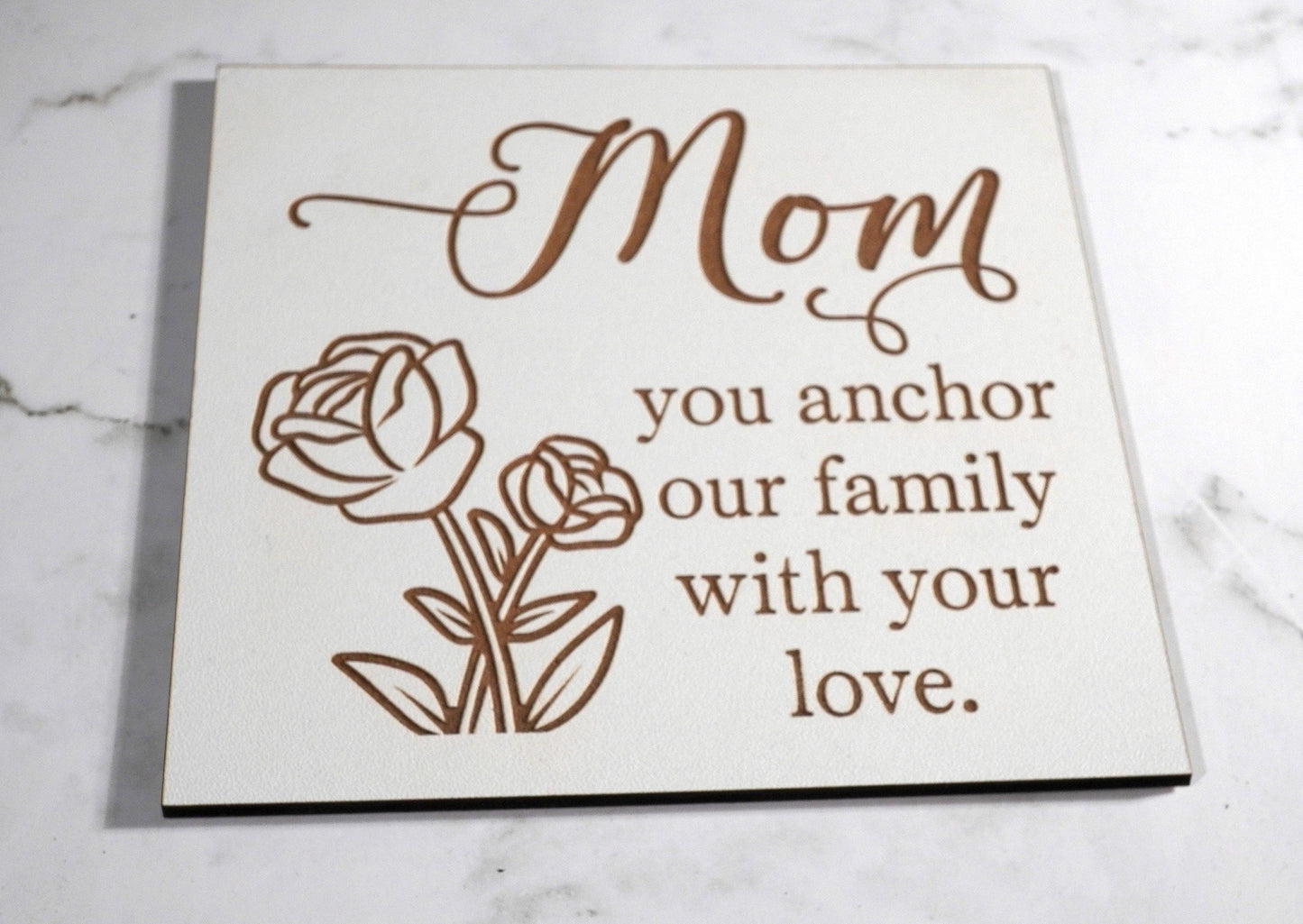 Mom, You anchor our family with your love  "5x5 " sign, Scrabble Tile, Wall Art