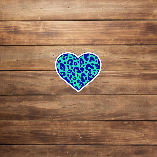 leopardheartgreenblue  Sticker,  Vinyl sticker, laptop sticker, Tablet sticker