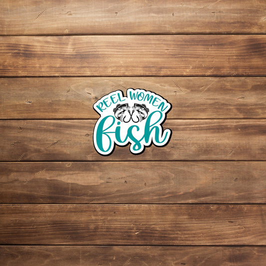 reel women fish  Sticker,  Vinyl sticker, laptop sticker, Tablet sticker